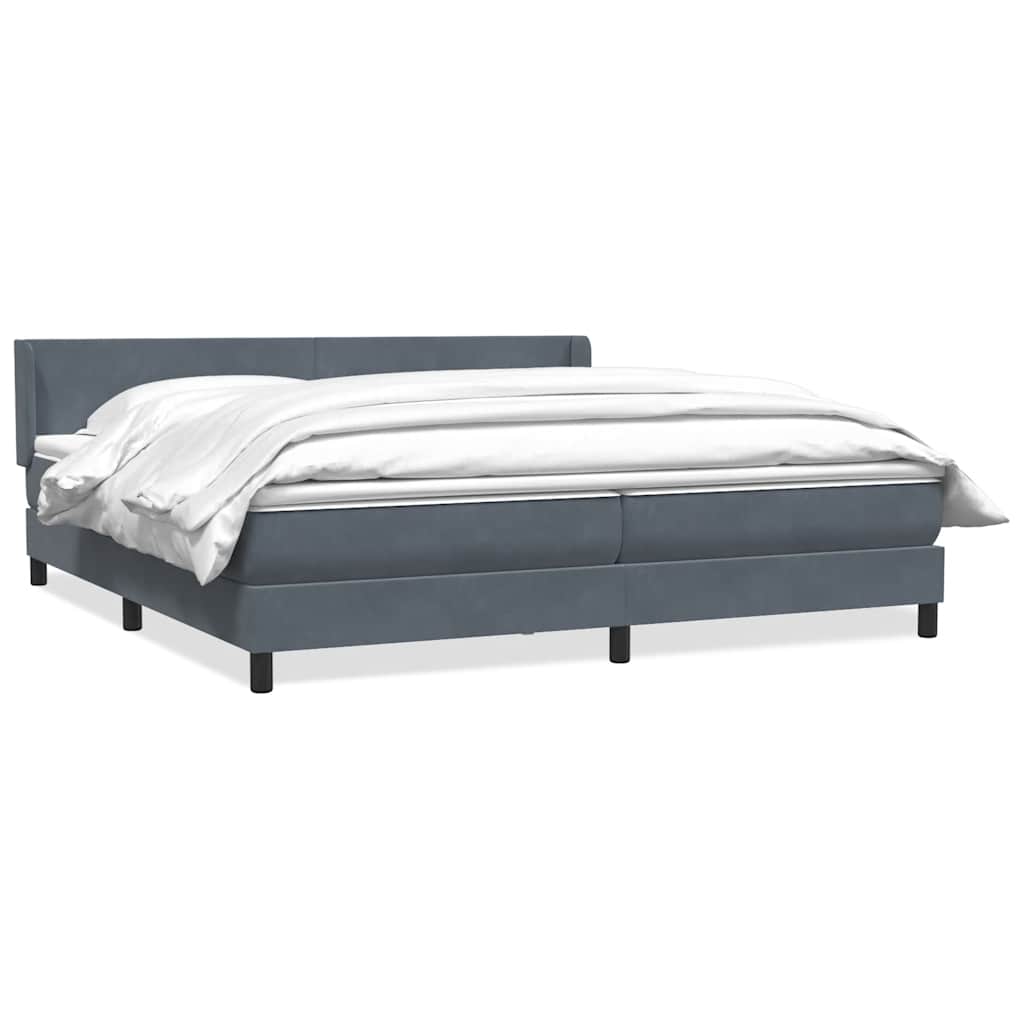 Giroletto a Molle con Materasso Grigio Scuro 180x220 cm Velluto