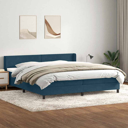 Giroletto a Molle con Materasso Blu Scuro 180x220 cm Velluto