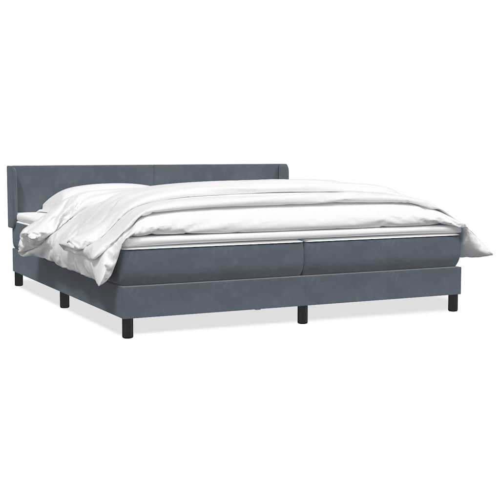 Giroletto a Molle con Materasso Grigio Scuro 200x220 cm Velluto