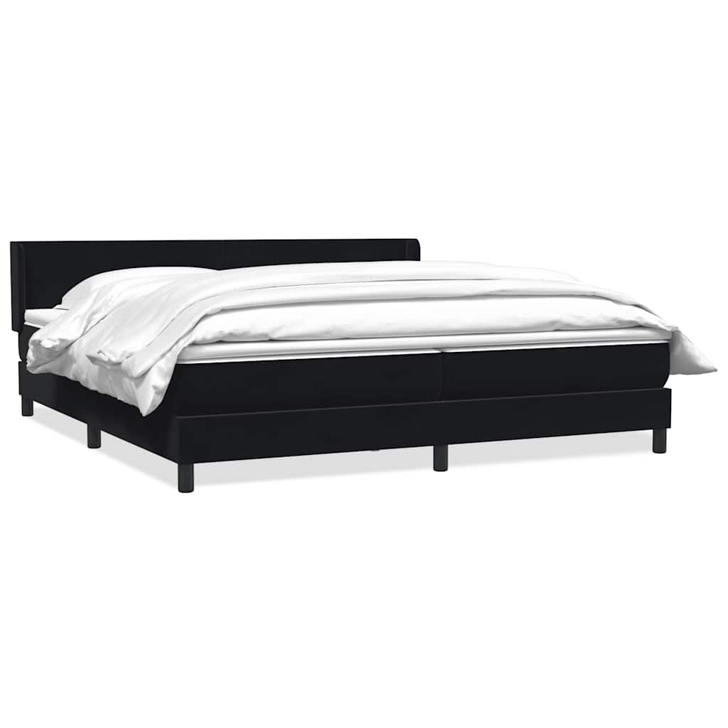 Giroletto a Molle con Materasso Nero 200x220 cm in Velluto