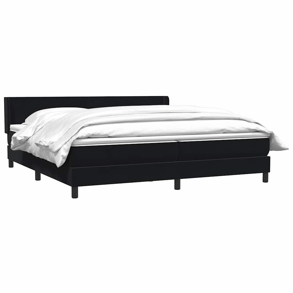 Giroletto a Molle con Materasso Nero 200x220 cm in Velluto