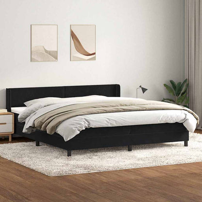 Giroletto a Molle con Materasso Nero 200x220 cm in Velluto