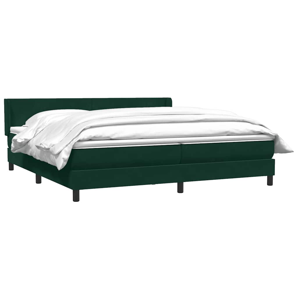 Giroletto a Molle con Materasso Verde Scuro 200x220 cm Velluto