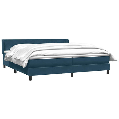 Giroletto a Molle con Materasso Blu Scuro 200x220 cm in Velluto