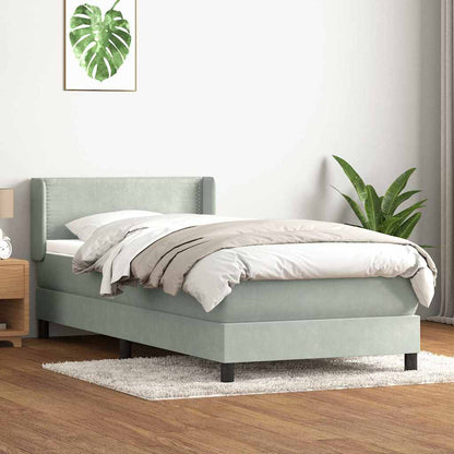 Giroletto a Molle con Materasso Grigio Chiaro 80x210 cm Velluto