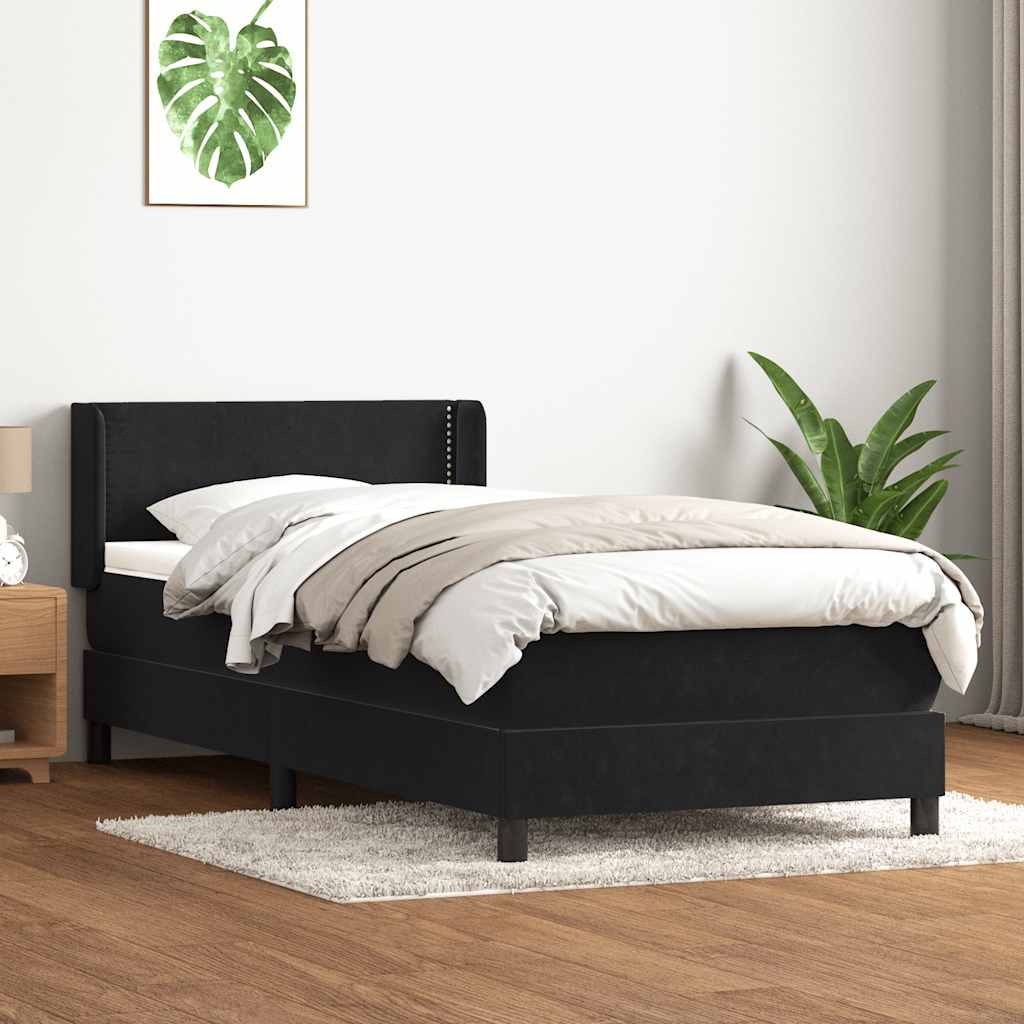 Giroletto a Molle con Materasso Nero 80x210 cm Velluto