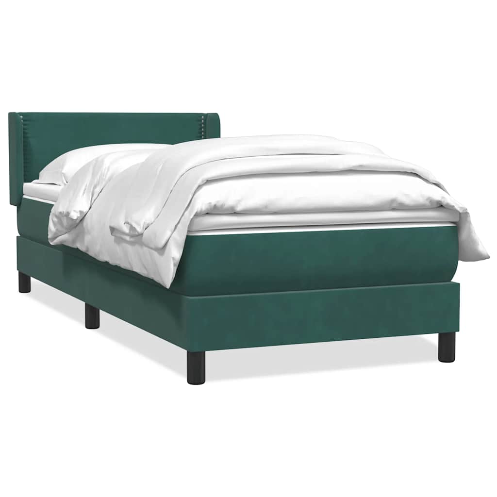 Giroletto a Molle con Materasso Verde Scuro 80x210 cm Velluto
