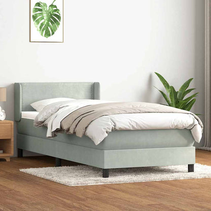 Giroletto a Molle con Materasso grigio chiaro 90x210 cm Velluto
