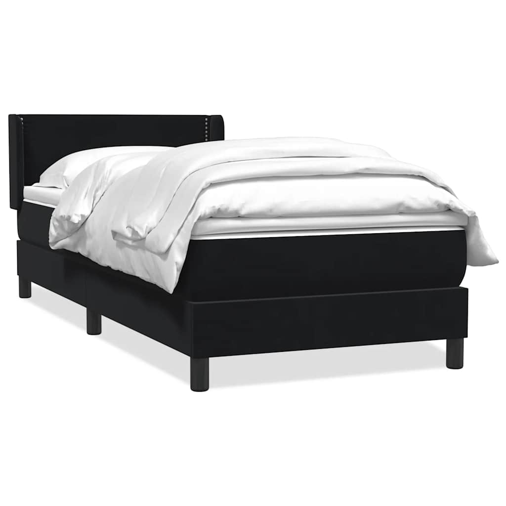 Giroletto a Molle con Materasso Nero 90x210 cm in Velluto