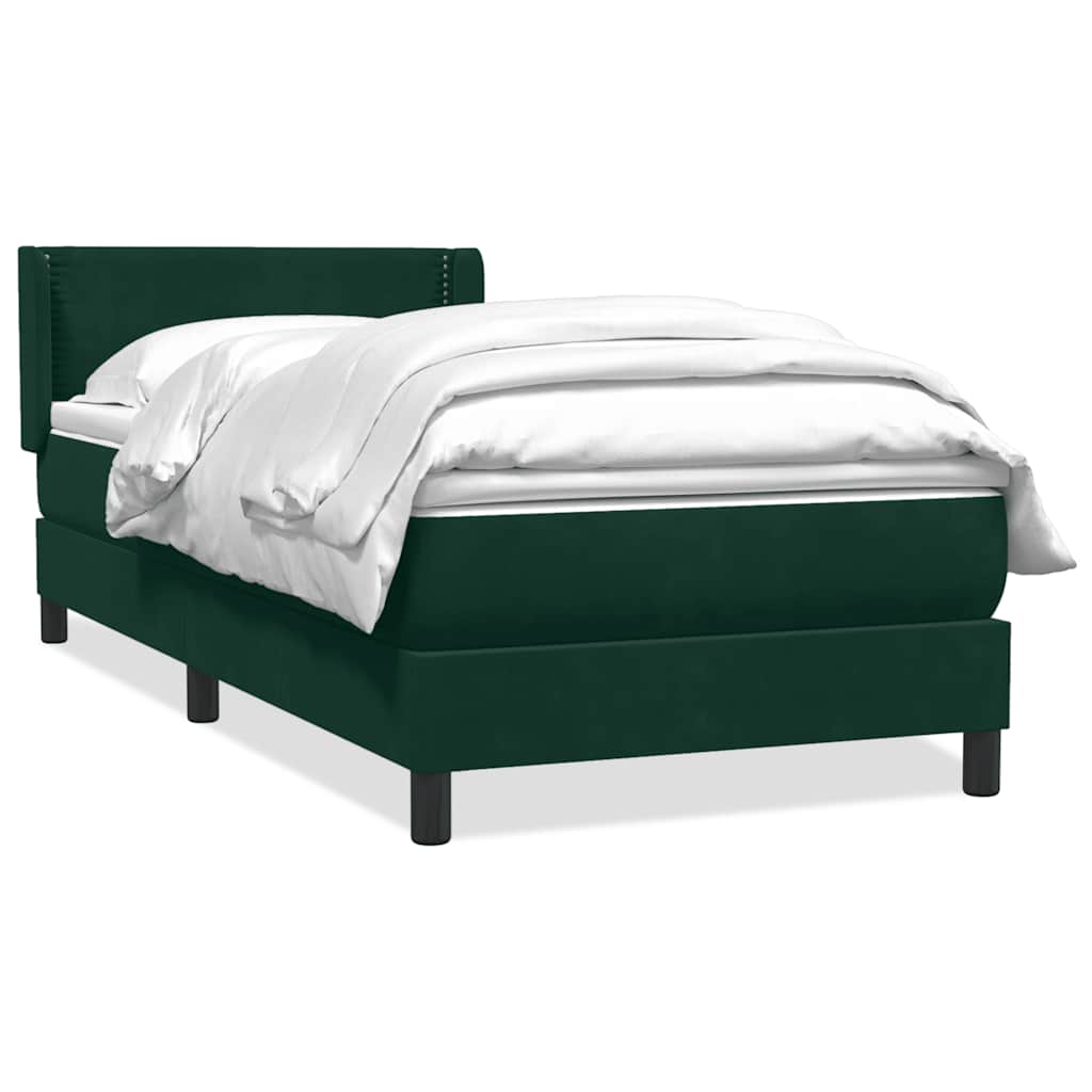 Giroletto a Molle con Materasso Verde Scuro 90x210 cm Velluto