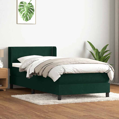 Giroletto a Molle con Materasso Verde Scuro 90x210 cm Velluto