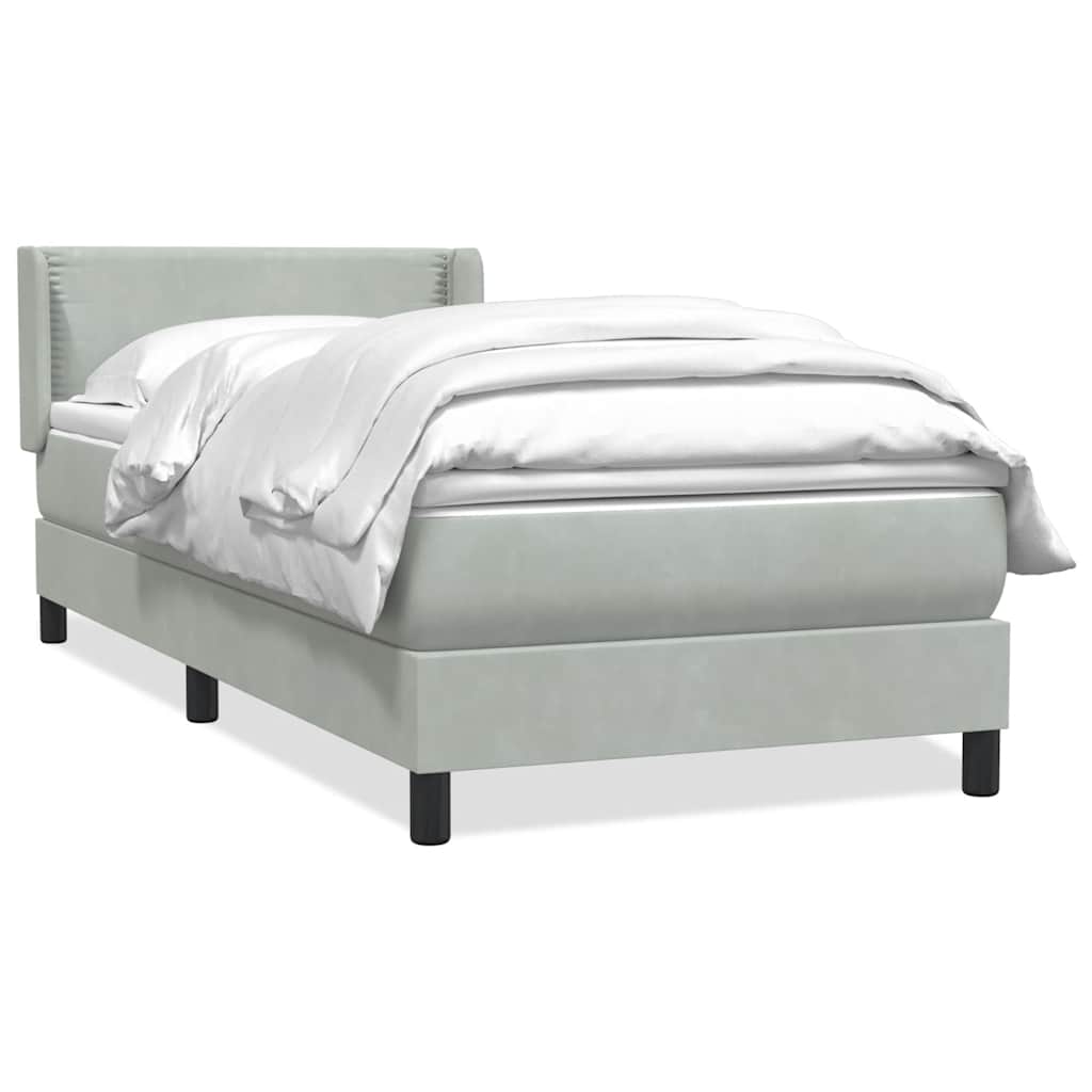 Giroletto a Molle con Materasso Grigio Chiaro 100x210cm Velluto