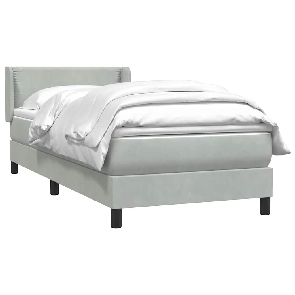 Giroletto a Molle con Materasso Grigio Chiaro 100x210cm Velluto
