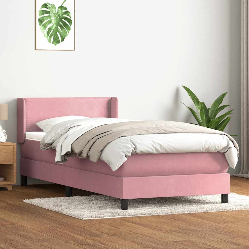 Giroletto a Molle con Materasso Rosa 100x210 cm in Velluto