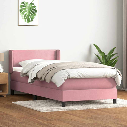 Giroletto a Molle con Materasso Rosa 100x210 cm in Velluto