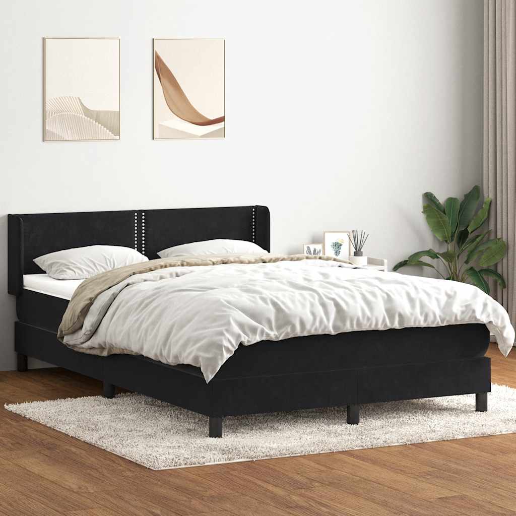 Giroletto a Molle con Materasso Nero 140x210 cm in Velluto