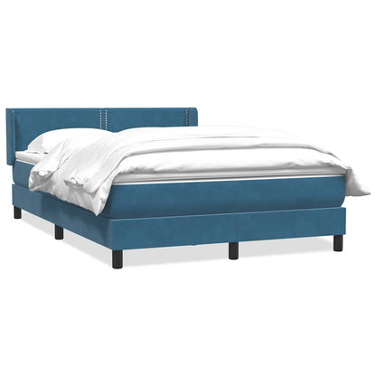 Giroletto a Molle con Materasso Blu Scuro 160x210 cm in Velluto