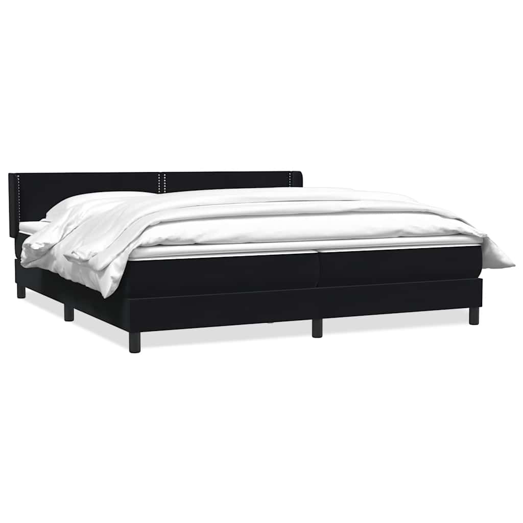 Giroletto a Molle con Materasso Nero 180x210 cm in Velluto