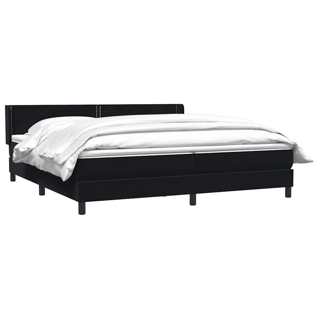 Giroletto a Molle con Materasso Nero 180x210 cm in Velluto