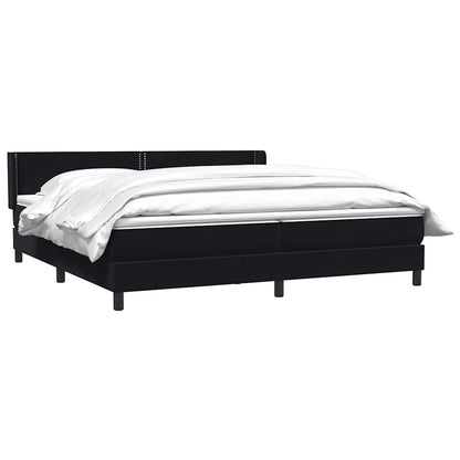 Giroletto a Molle con Materasso Nero 180x210 cm in Velluto