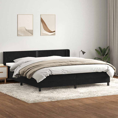 Giroletto a Molle con Materasso Nero 180x210 cm in Velluto
