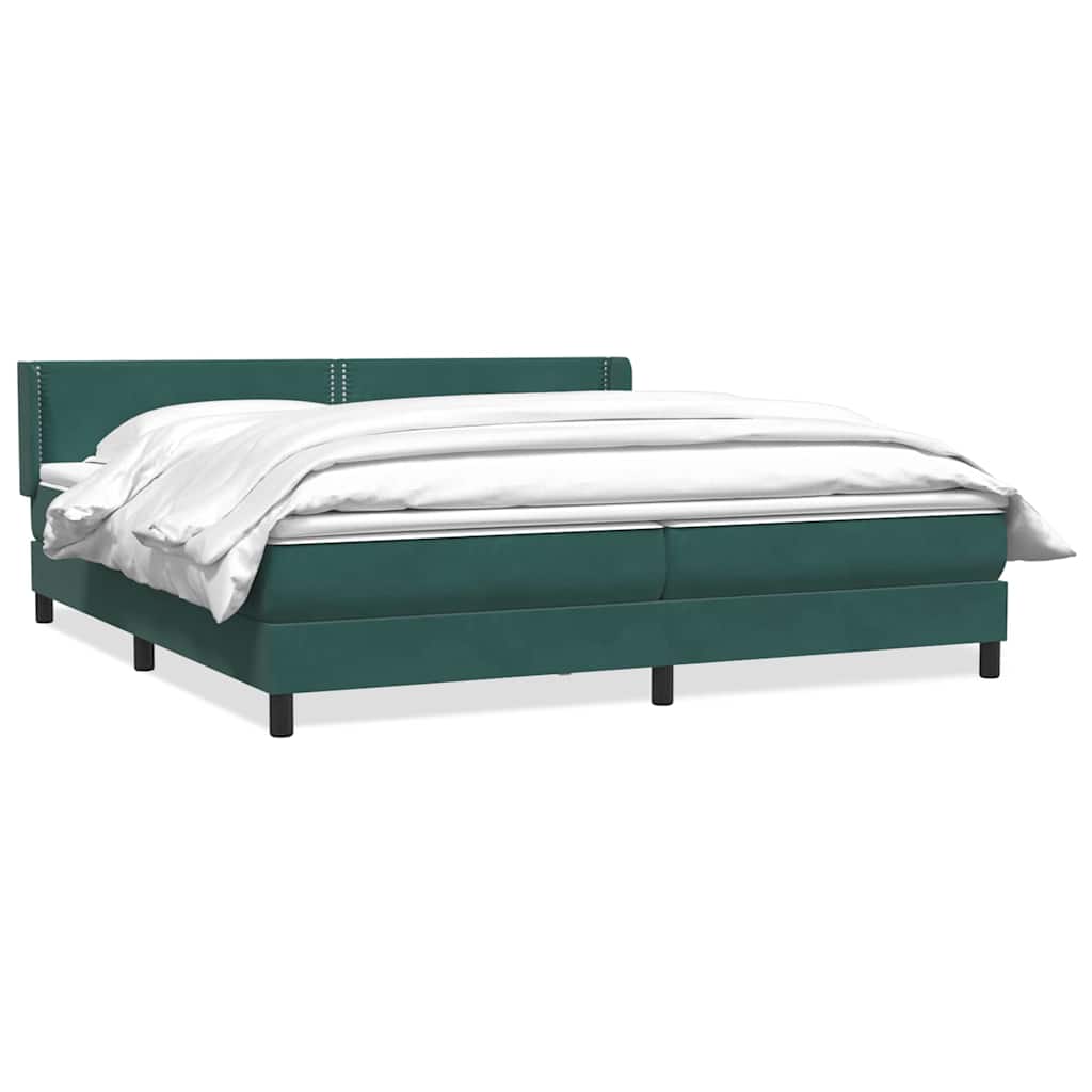 Giroletto a Molle con Materasso Verde Scuro 180x210 cm Velluto