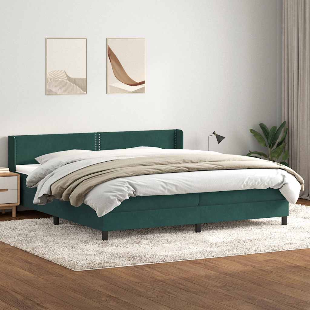 Giroletto a Molle con Materasso Verde Scuro 180x210 cm Velluto