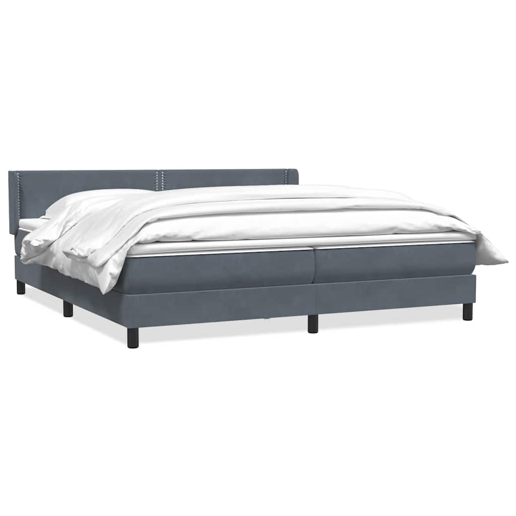 Giroletto a Molle con Materasso Grigio Scuro 200x210 cm Velluto
