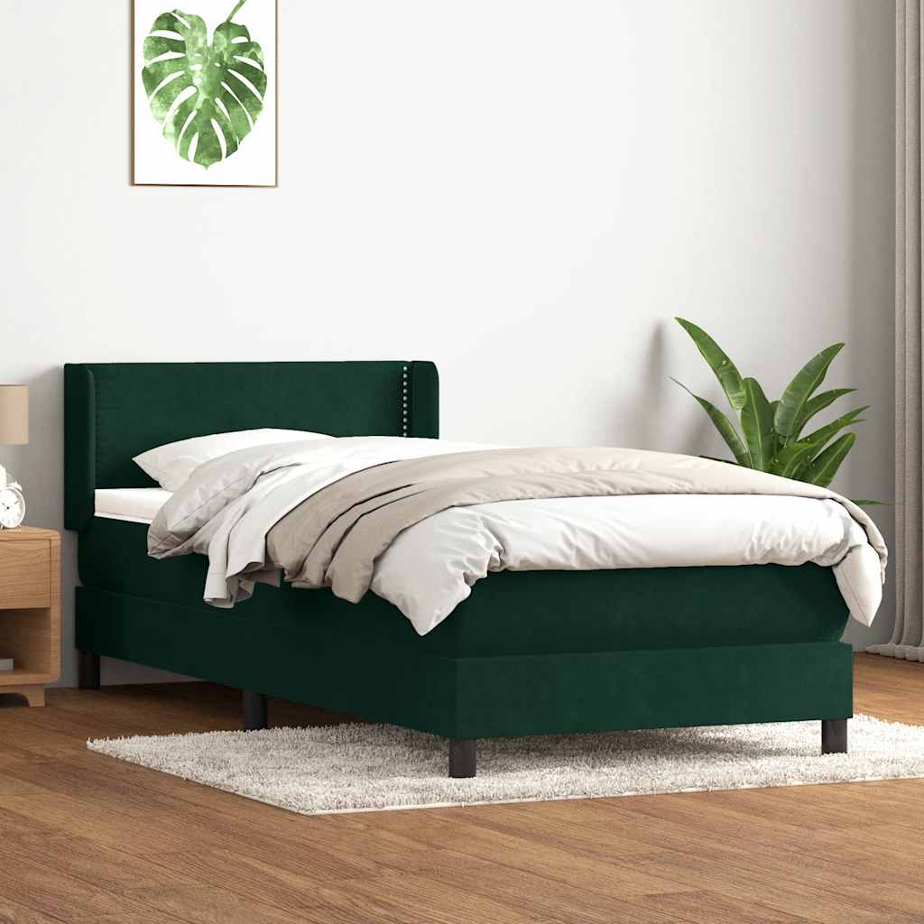Giroletto a Molle con Materasso Verde Scuro 200x210 cm Velluto