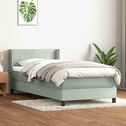 Giroletto a Molle con Materasso Grigio Chiaro 80x220 cm Velluto