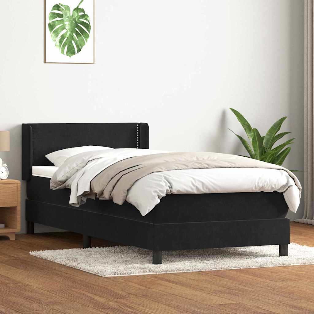 Giroletto a Molle con Materasso Nero 80x220 cm Velluto