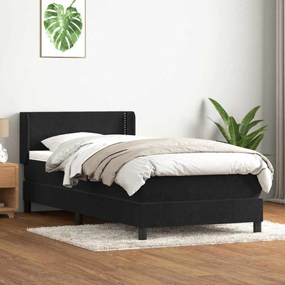 Giroletto a Molle con Materasso Nero 80x220 cm Velluto
