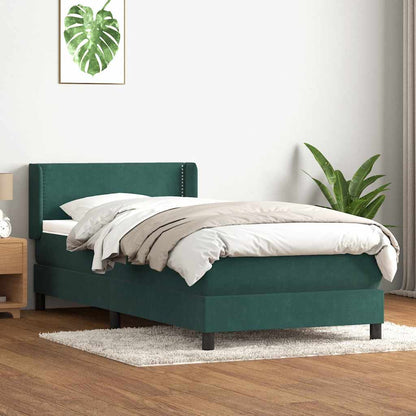 Giroletto a Molle con Materasso Verde Scuro 80x220 cm Velluto