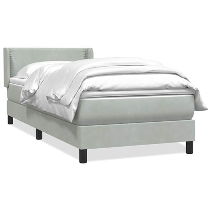 Giroletto a Molle con Materasso Grigio Chiaro 90x220 cm Velluto