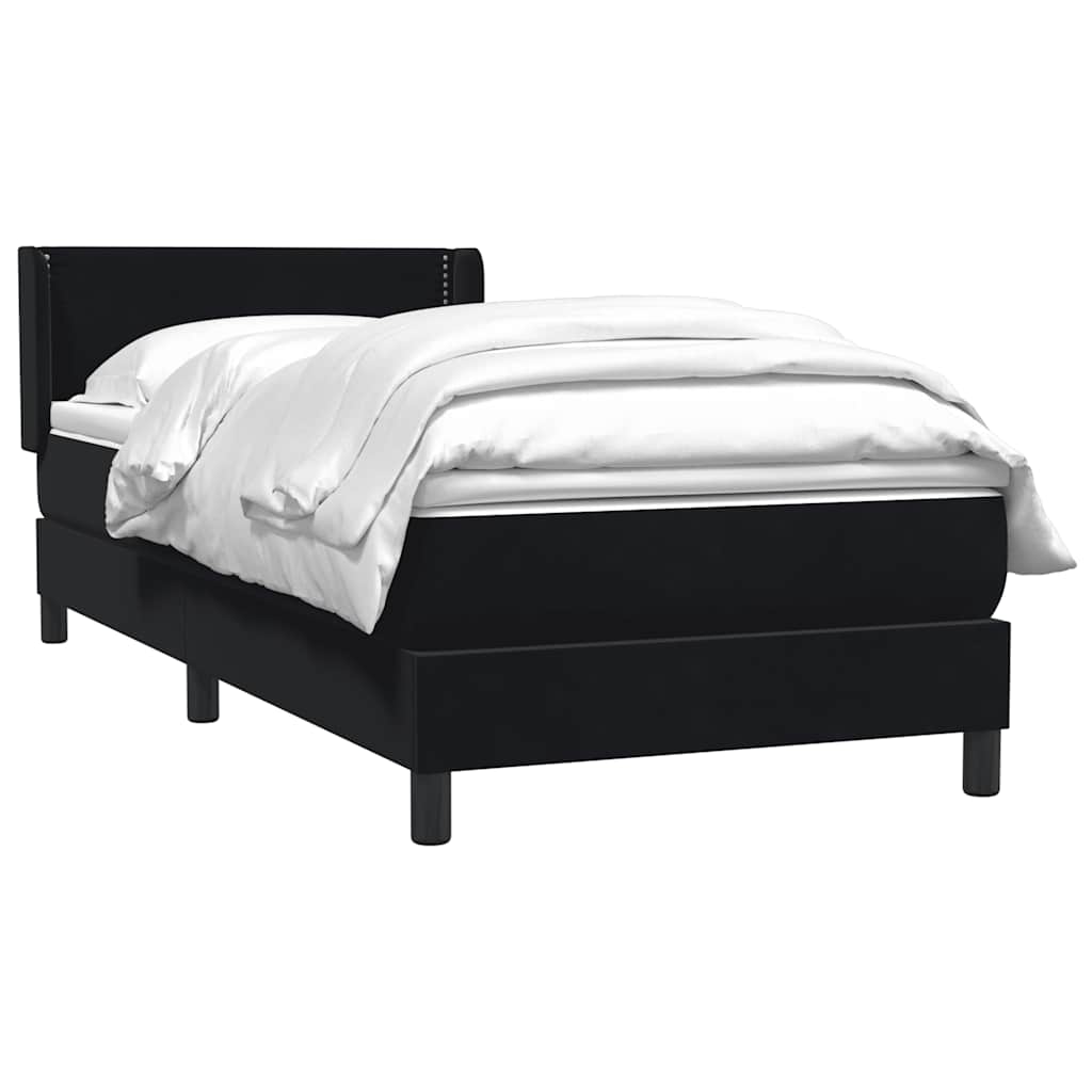 Giroletto a Molle con Materasso Nero 90x220 cm in Velluto