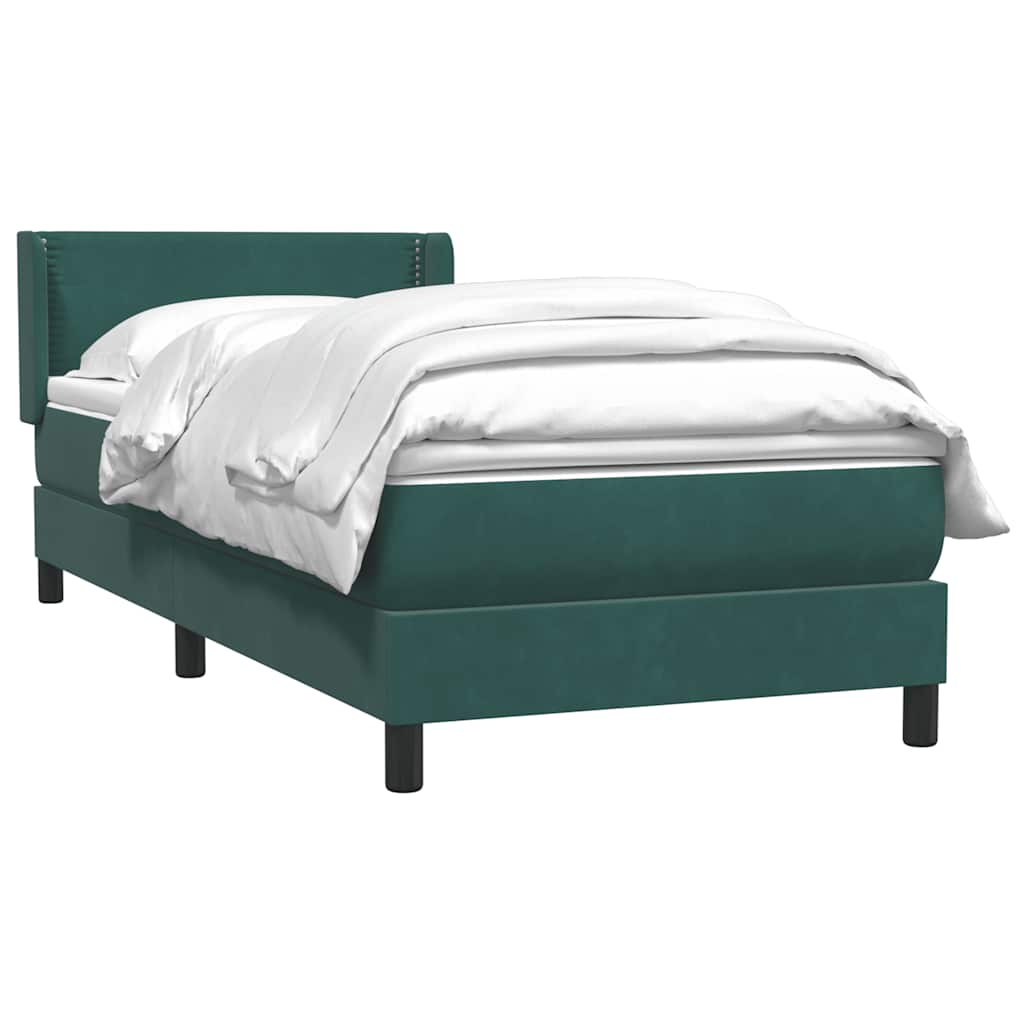 Giroletto a Molle con Materasso Verde Scuro 90x220 cm Velluto