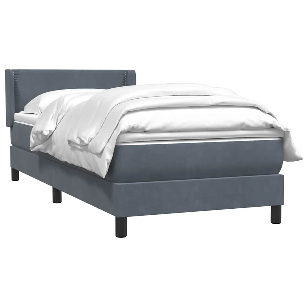 Giroletto a Molle con Materasso Grigio Scuro 100x220 cm Velluto