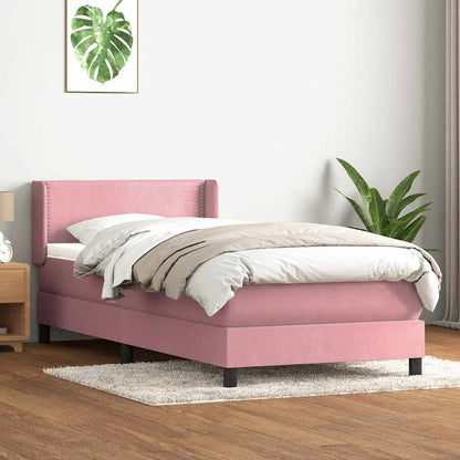 Giroletto a Molle con Materasso Rosa 100x220 cm in Velluto
