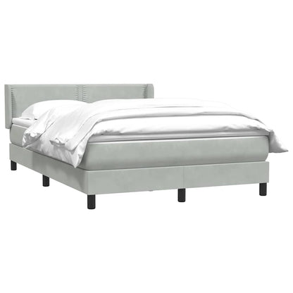 Giroletto a Molle con Materasso Grigio Chiaro 140x220cm Velluto