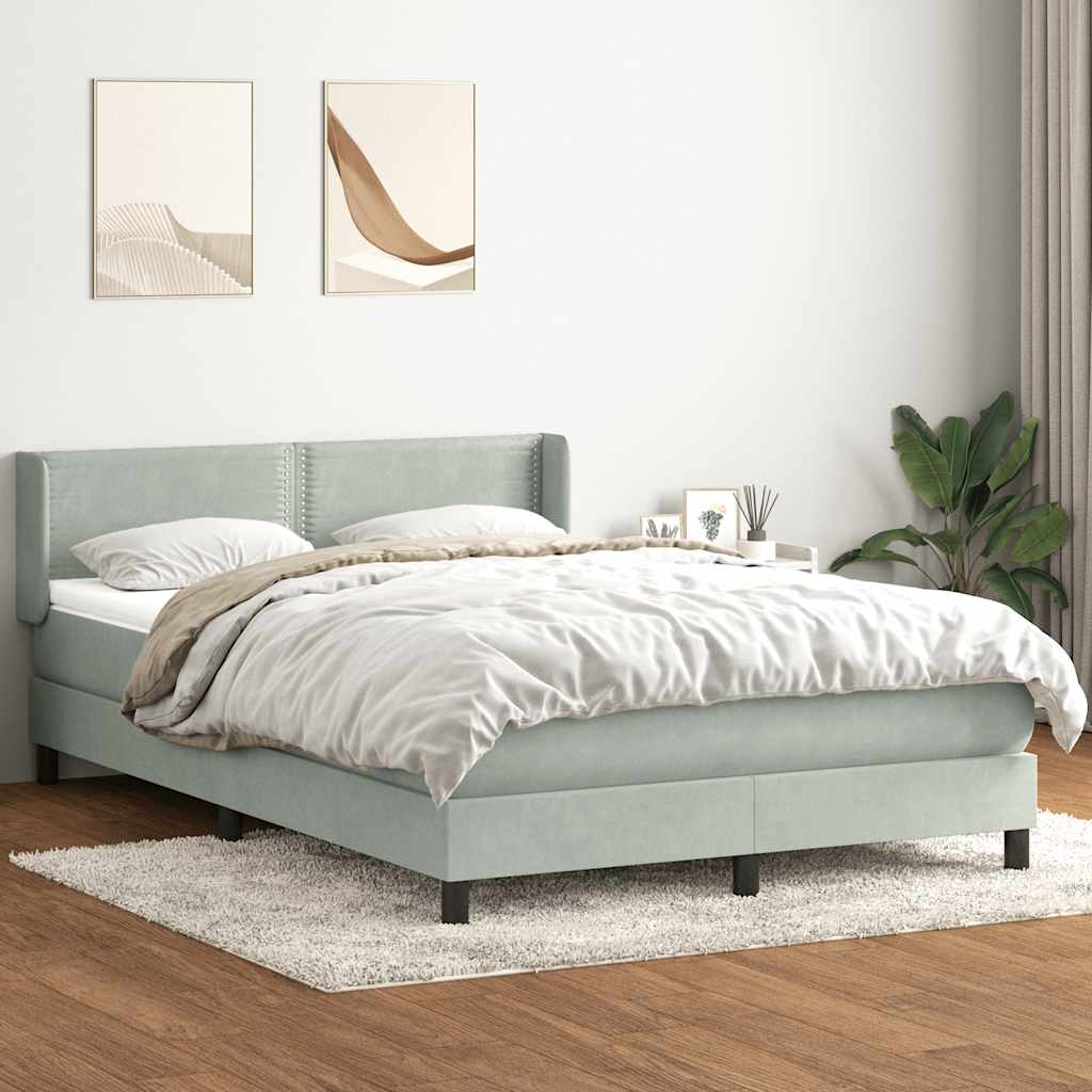 Giroletto a Molle con Materasso Grigio Chiaro 140x220cm Velluto