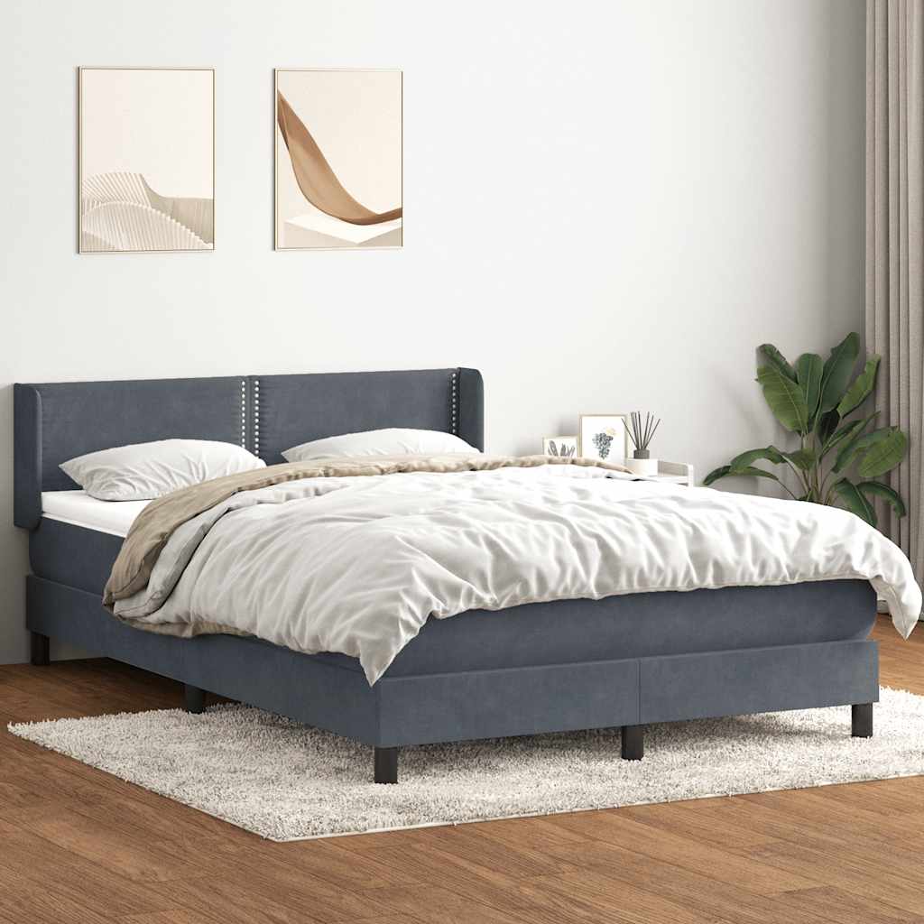 Giroletto a Molle con Materasso Grigio Scuro 160x220 cm Velluto