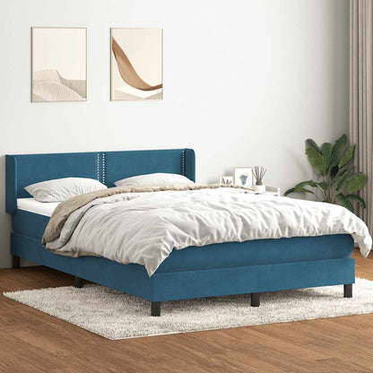 Giroletto a Molle con Materasso Blu Scuro 160x220 cm in Velluto