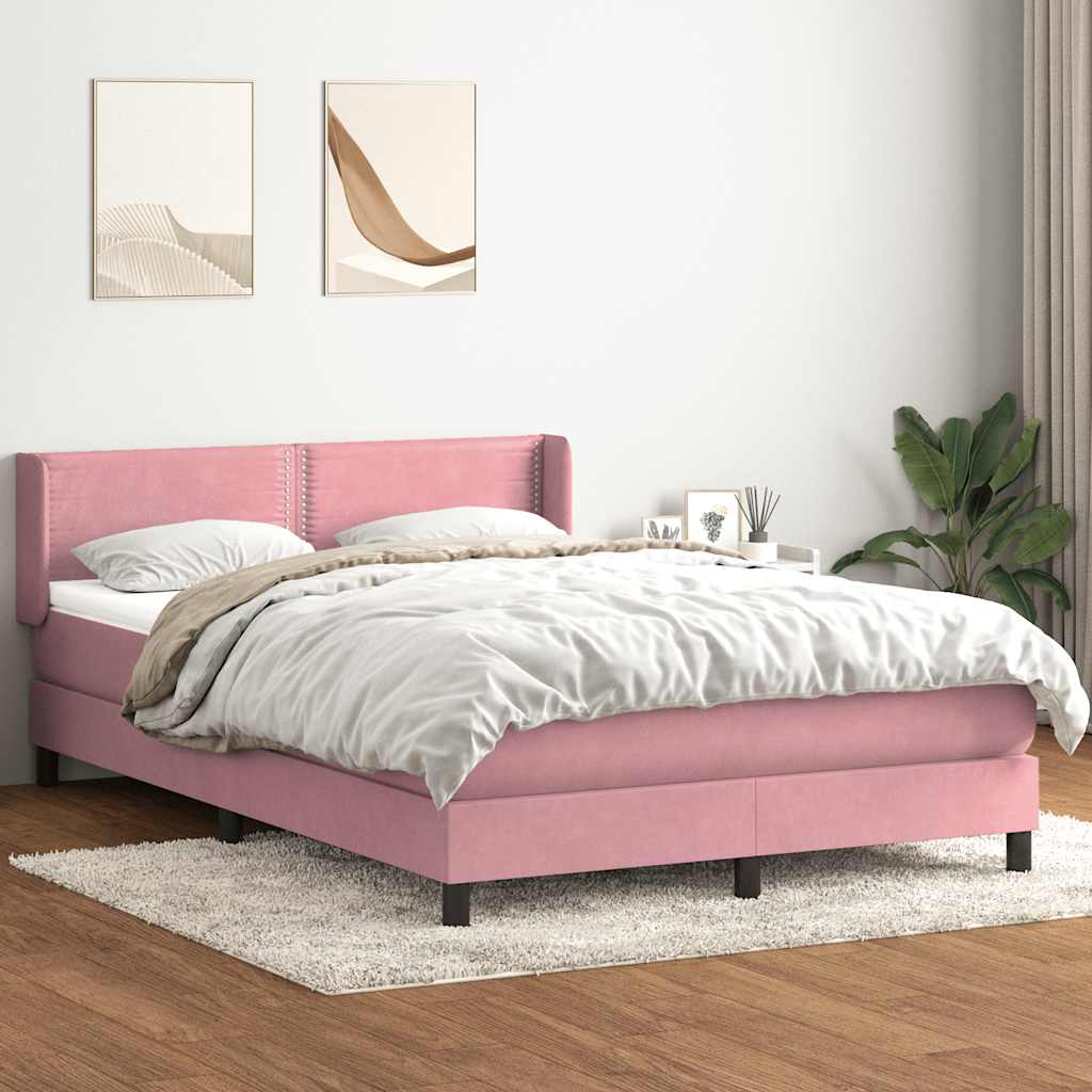 Giroletto a Molle con Materasso Rosa 160x220 cm in Velluto