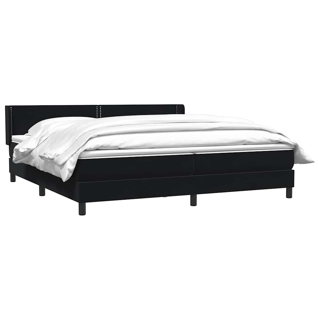 Giroletto a Molle con Materasso Nero 180x220 cm in Velluto