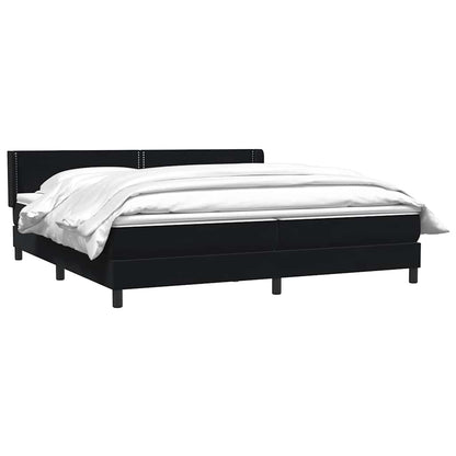 Giroletto a Molle con Materasso Nero 180x220 cm in Velluto
