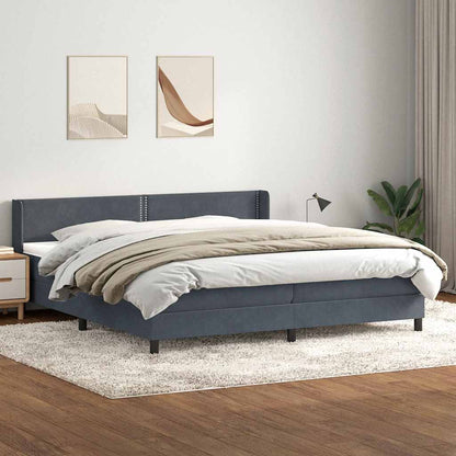 Giroletto a Molle con Materasso Grigio Scuro 200x220 cm Velluto