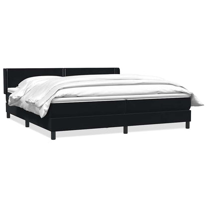 Giroletto a Molle con Materasso Nero 200x220 cm in Velluto