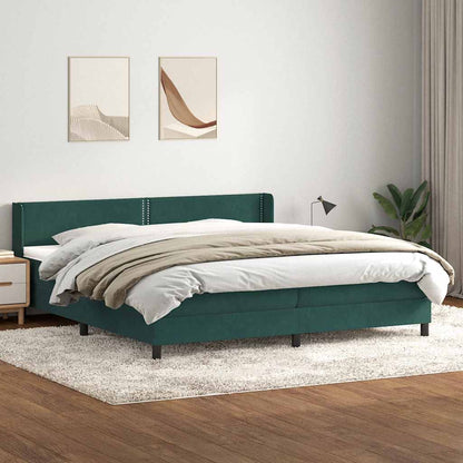 Giroletto a Molle con Materasso Verde Scuro 200x220 cm Velluto