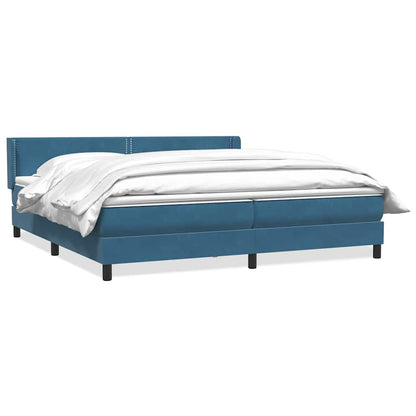 Giroletto a Molle con Materasso Blu Scuro 200x220 cm in Velluto