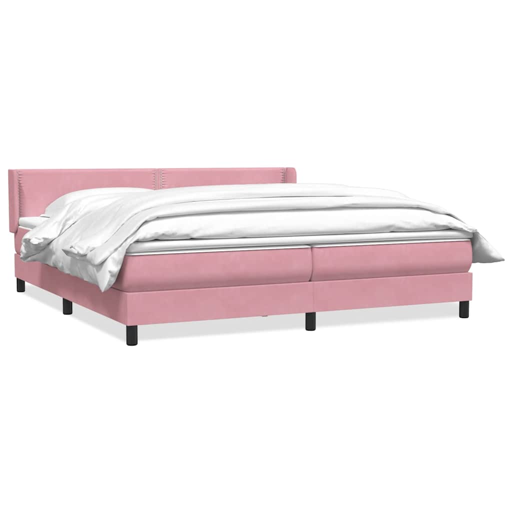 Giroletto a Molle con Materasso Rosa 200x220 cm in Velluto